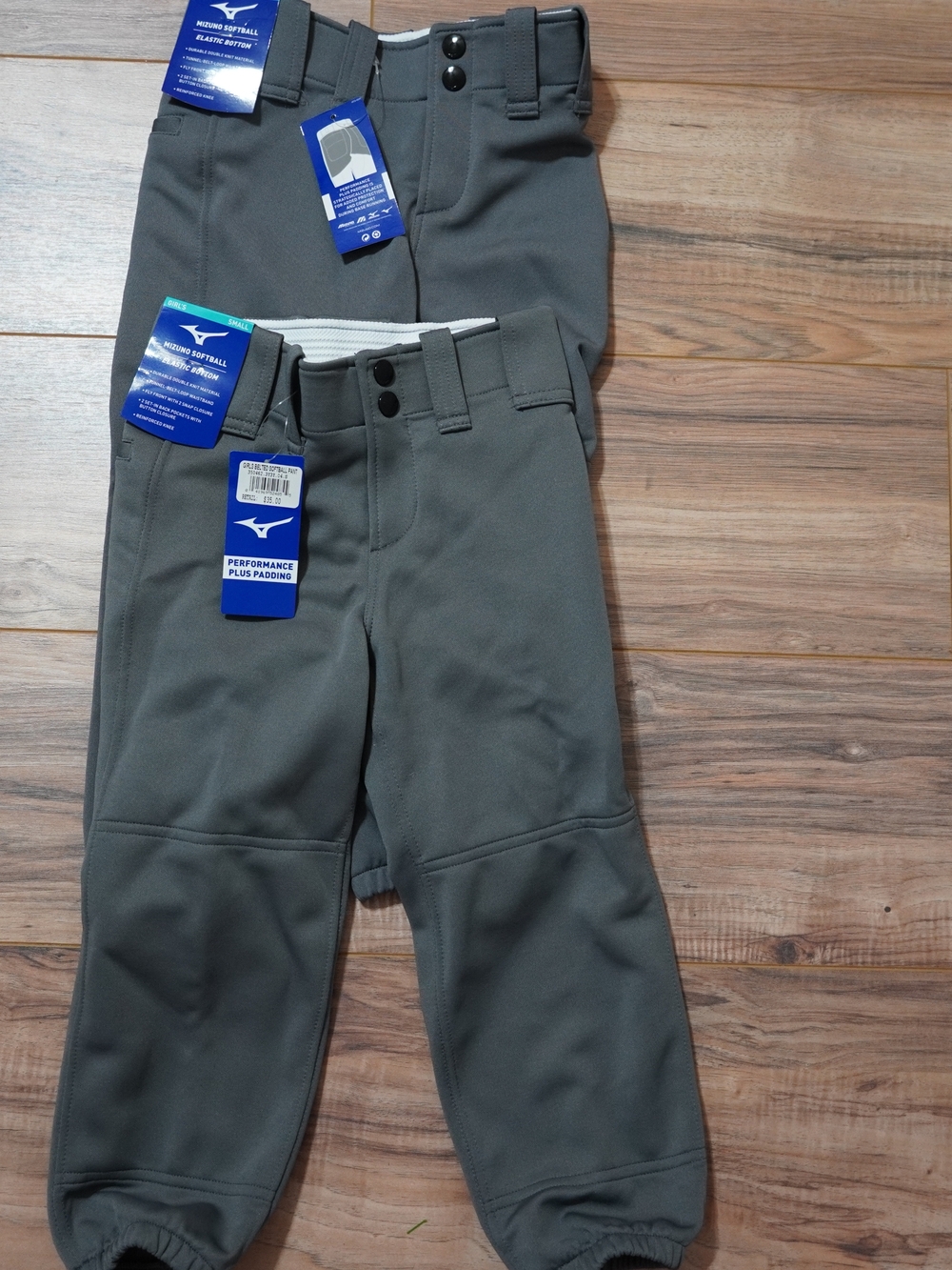 Mizuno Kids Gray Baseball/Softball Pants with Elastic Ankles